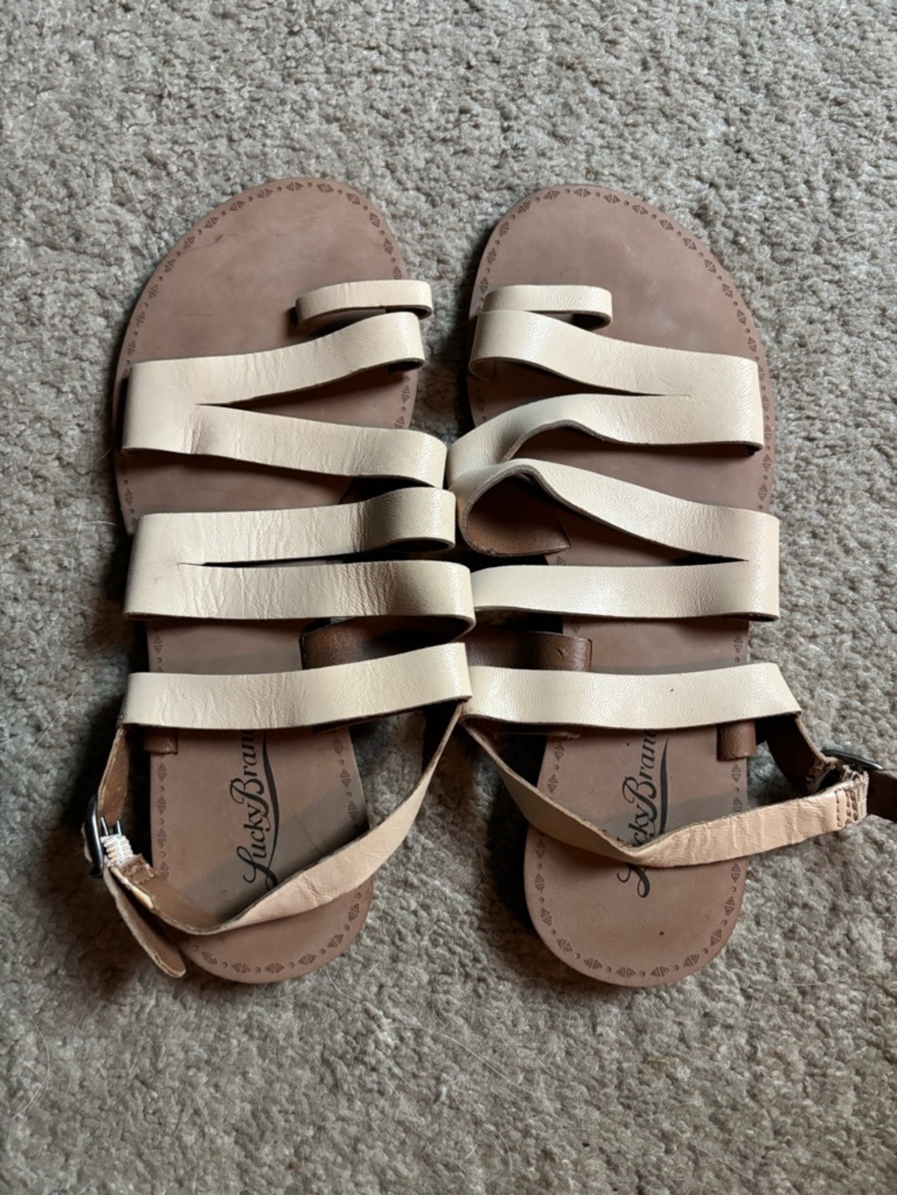 Lucky Brand Nude Leather Strappy Sandals